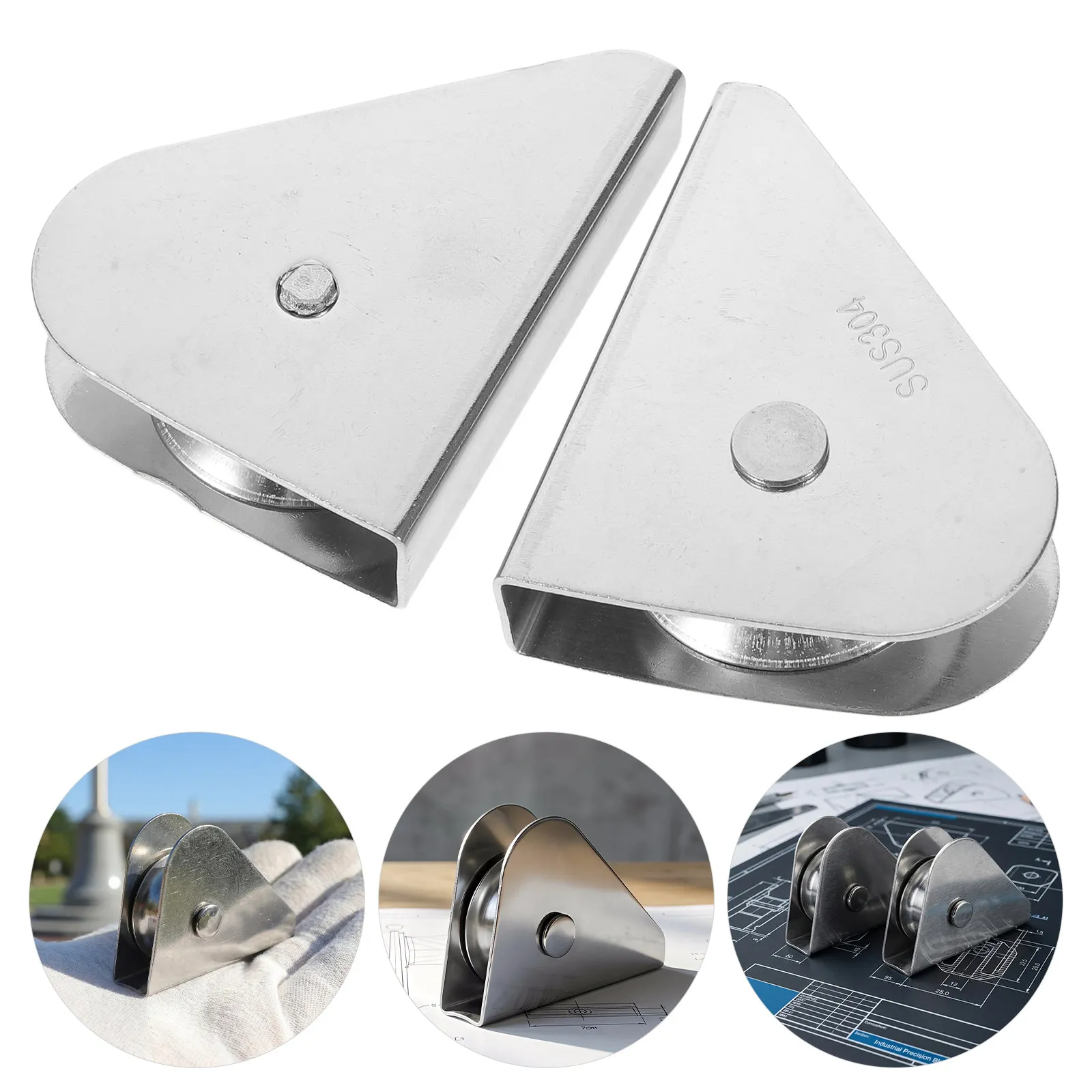 2Pcs Stainless Steel V-Groove Flagpole Pulley Wheel Heavy Duty Grooved Roller for Smooth Quiet Flag Raising in Schools