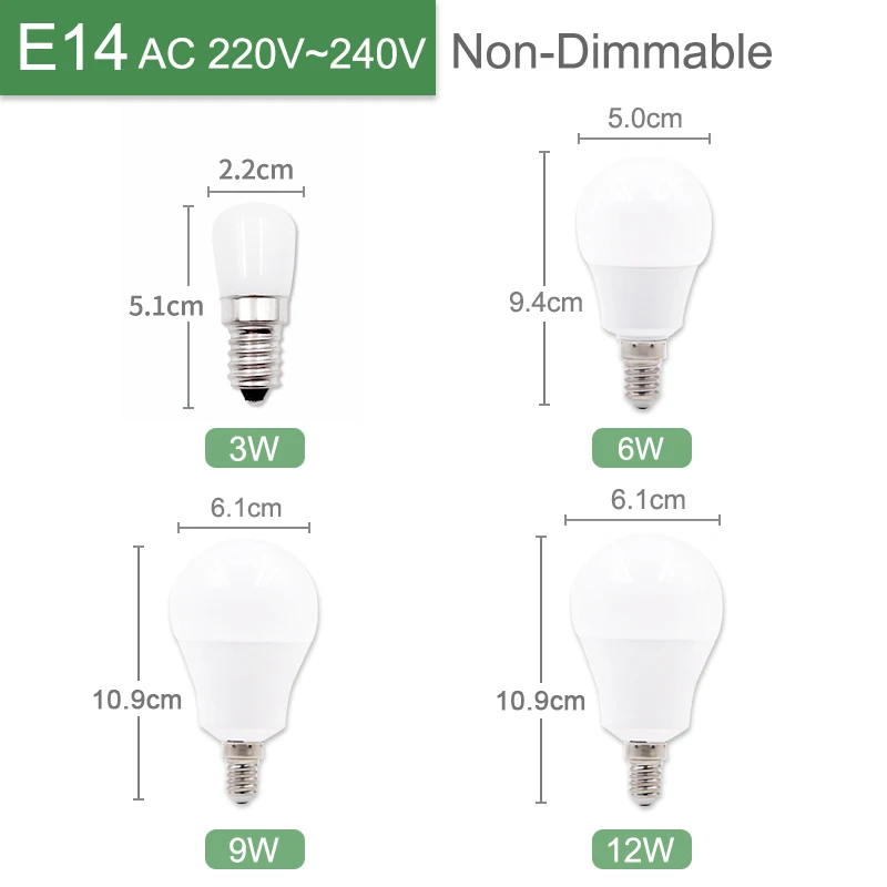 Kaguyahime E14 LED Bulb 3W 6W 12W LED E14 Lamp AC 220V Light Lampada LED Spotlight Table Lamp Bombilla Candle Lamp For Home