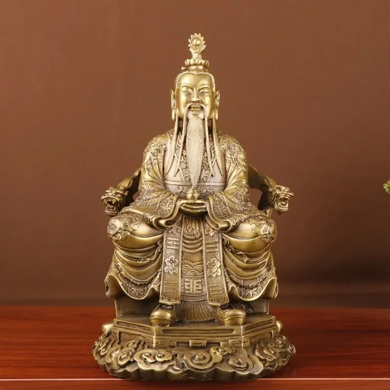 Copper Sanqing Taozu Statue Set for Taoist Worship Featuring Copper Taishang Laojun Lingbao Tianzun
