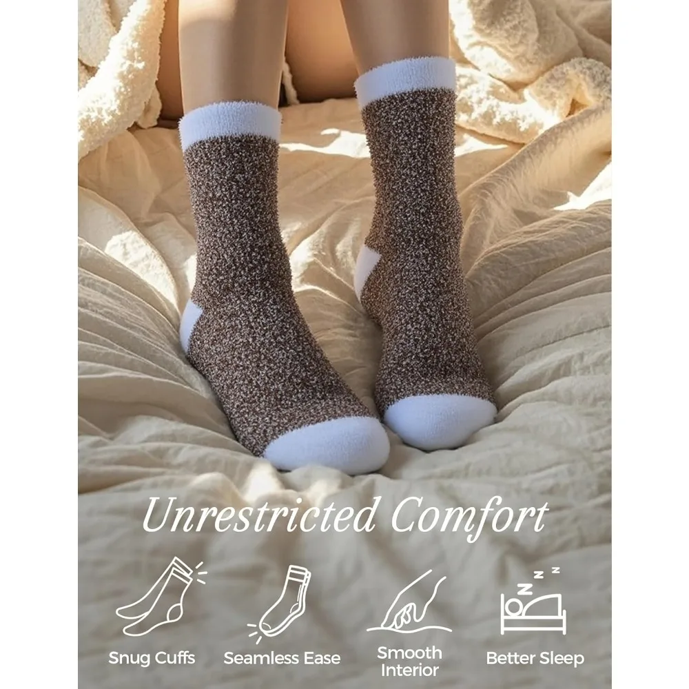 هدايا دافئة ومريحة للنساء، أدوات تخزين، جوارب نوم من القطيفة الغامضة - نسيج ناعم ودافئ #3