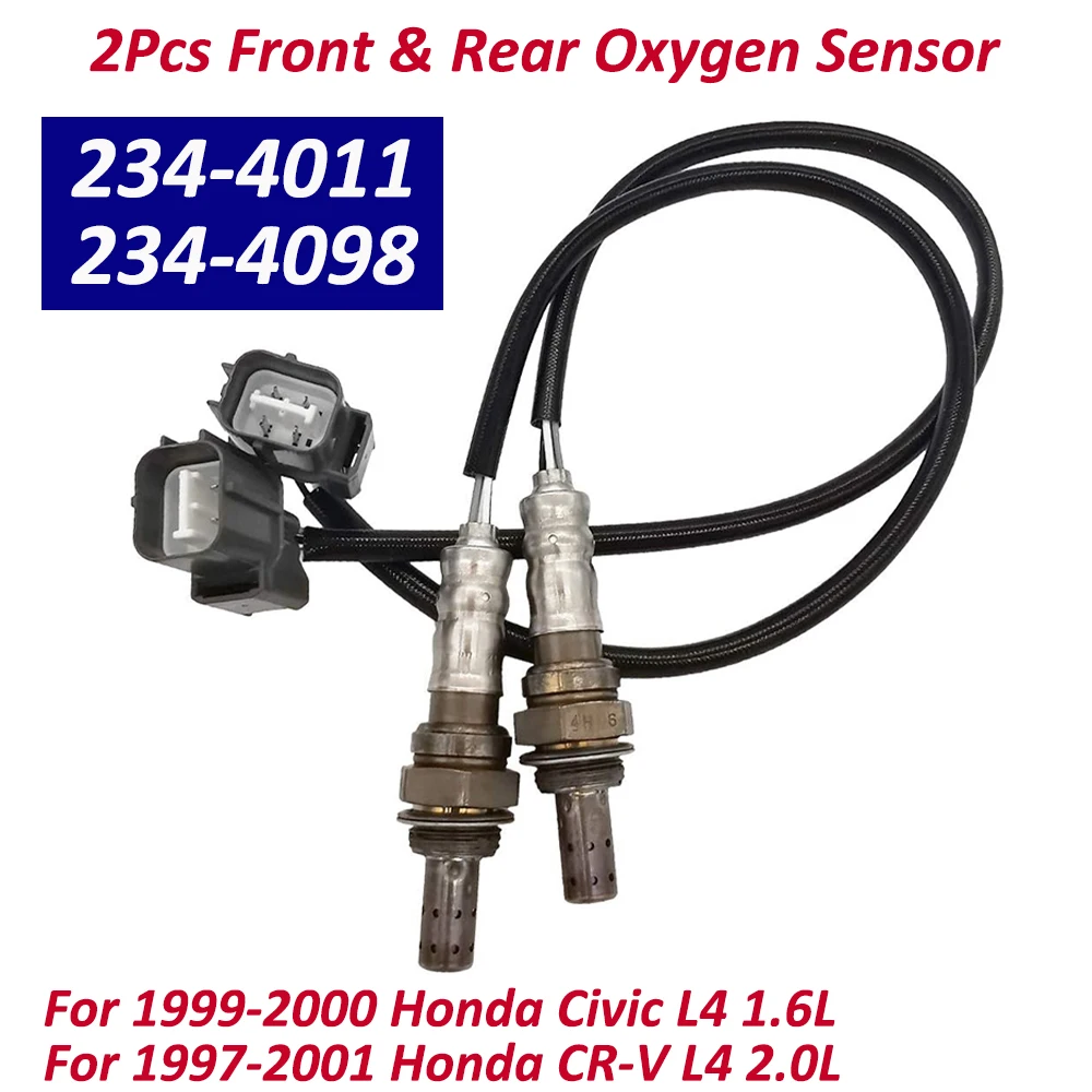 

2PCS Upstream Downstream O2 Sensor 234-4011 234-4098 For Honda Civic L4 1.6L 1999-2000 CR-V L4 2.0L 1997-2001