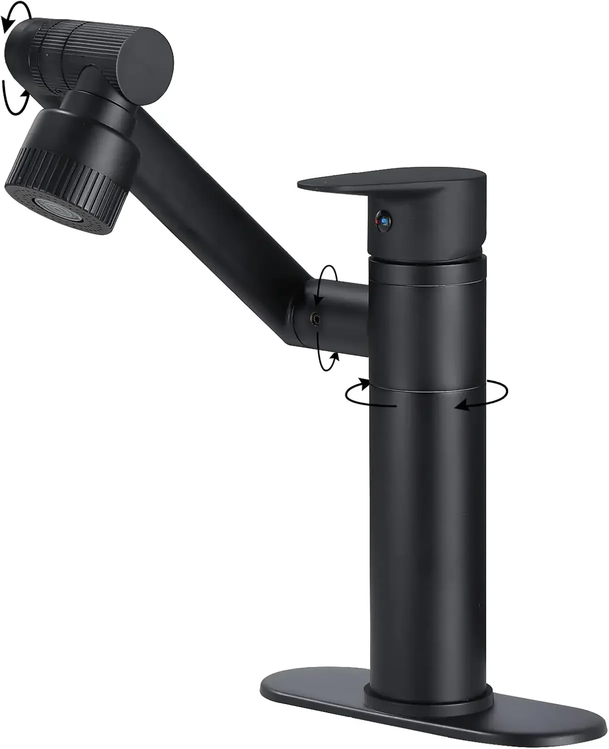 

1080 Degree Swivel Faucet for Bathroom Sink,Matte Black Kitchen Faucet with Big Angle Rotate Spray Dual Function,Single Handle