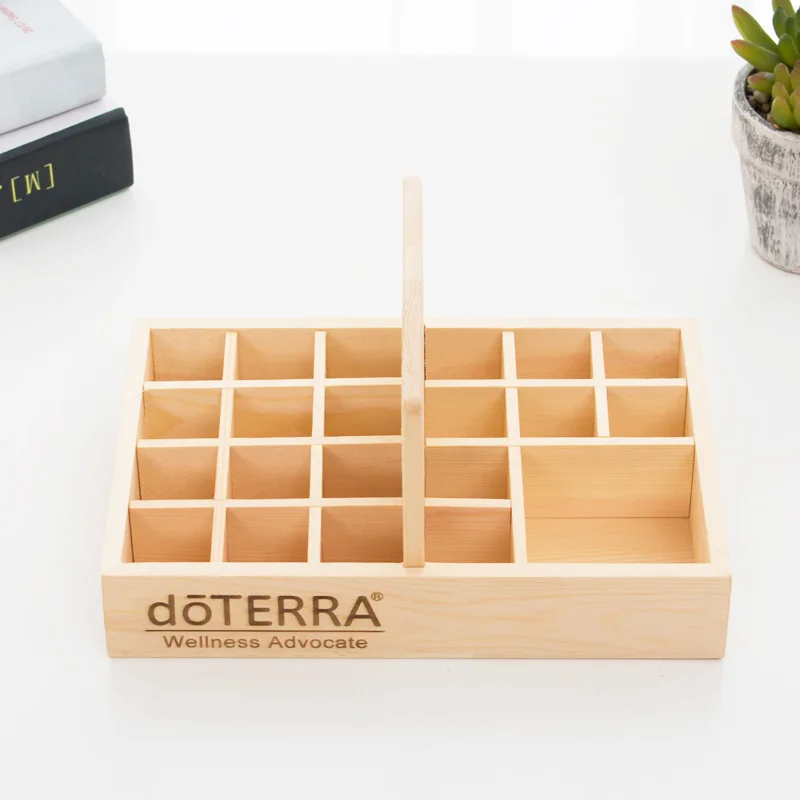 For doTerra 21 Slots Essential Oil Wooden Storage Box Carry Organizer Essential Oil Bottles Aromatherapy Container Case