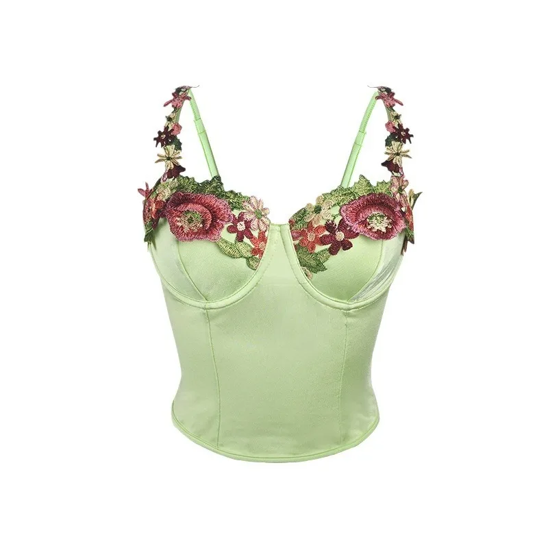 

Women's Floral Camisole Top, Sexy Spicy Girl Vest, Ultra Short French Three-Dimensional Outerwear