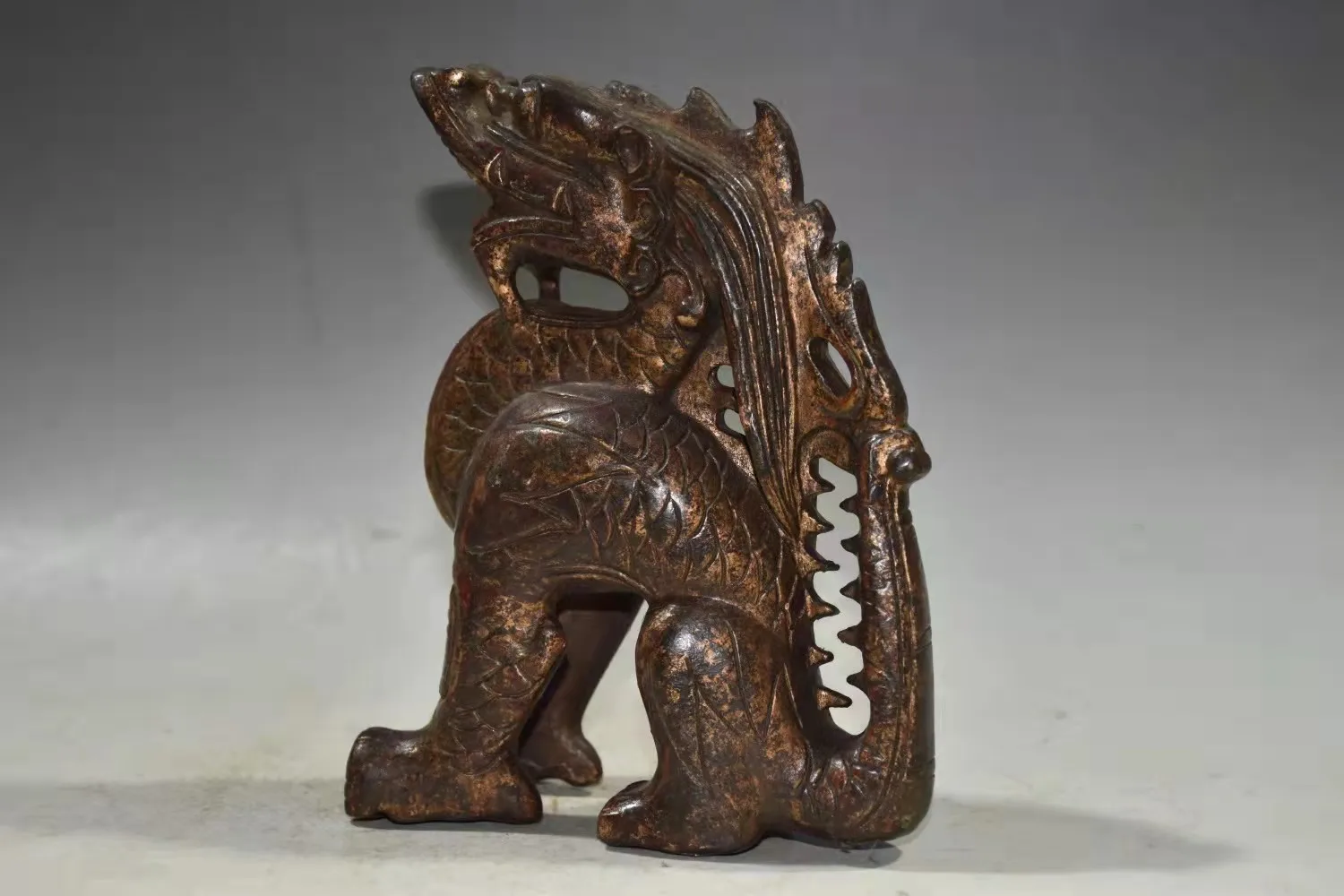 

Decoration Old Ming Dyansty copper dragon beast statue，Free shipping