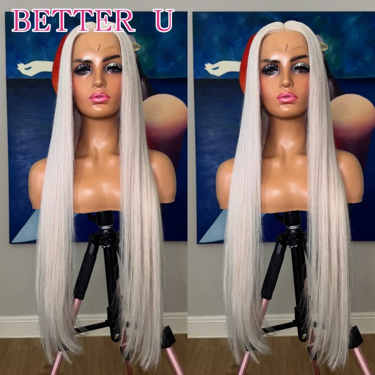 

HD Lace13x4 Human Hair Wig #60 Platinum Swiss Lace Full Frontal Wigs Straight Ash Blonde Colored Human Hair Pre-Plucking Wig
