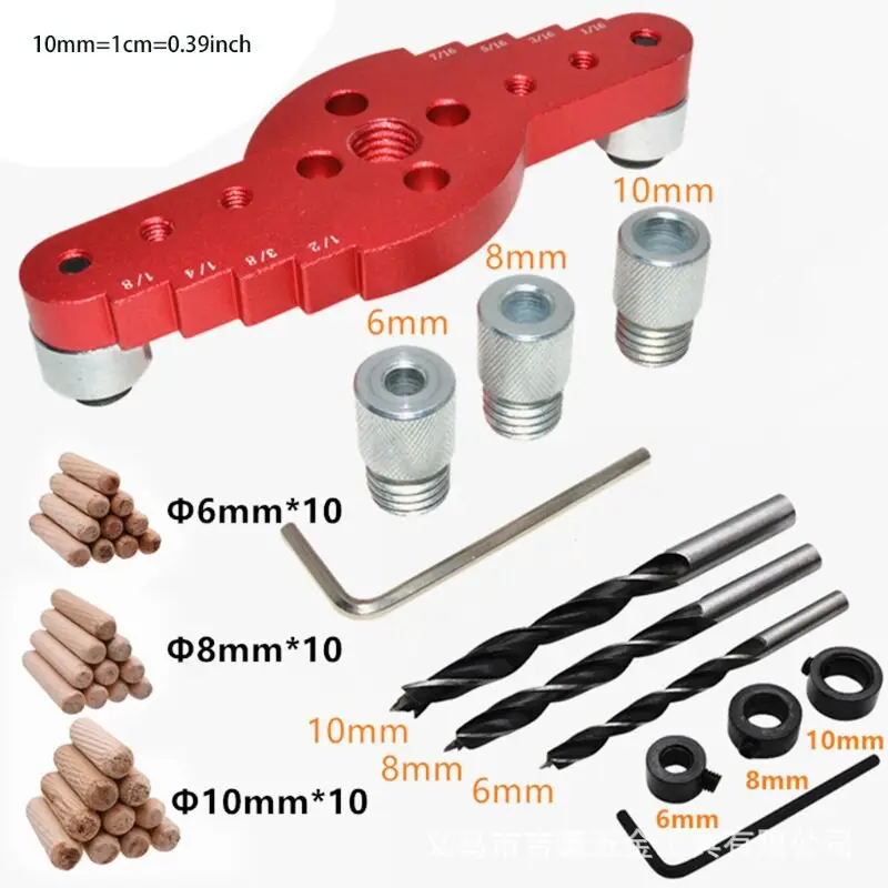Inch Drawer 6/8/10 mm Wood Plate Punching and Scribing 2-in-1 Tool, Center Punching Positioner