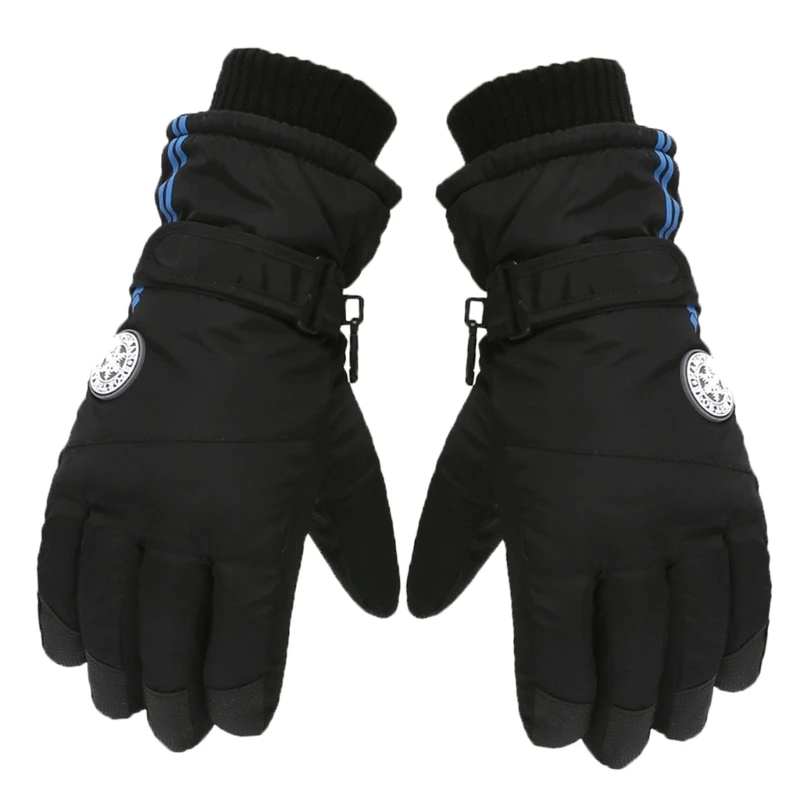 1 par guantes invierno impermeables para niños, guantes con dedos completos, guantes deportivos gruesos y cálidos para