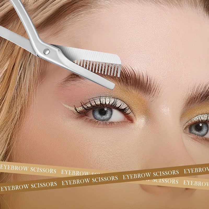 【Special Price】1/2 Piece Set Stainless Steel Eyebrow Razor Makeup Scissors Eyebrow Razor Eyebrow Comb Eyebrow Brush Stainless Steel Eyebrow Scissors Anti-Cutting Injury Prevention Eyebrow Makeup Tools Special for Eyebrow Trimming Christmas Halloween Gift