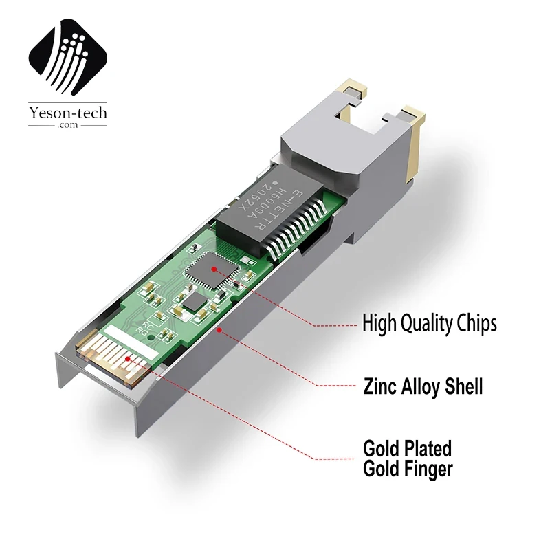 وحدة Yeson 10G RJ45 SFP النحاسية 10G/5G/2.5G RJ45 منفذ الإرسال والاستقبال 10GBase-T RJ45 متوافقة مع Cisco/Mikrotik Switch sfp rj45