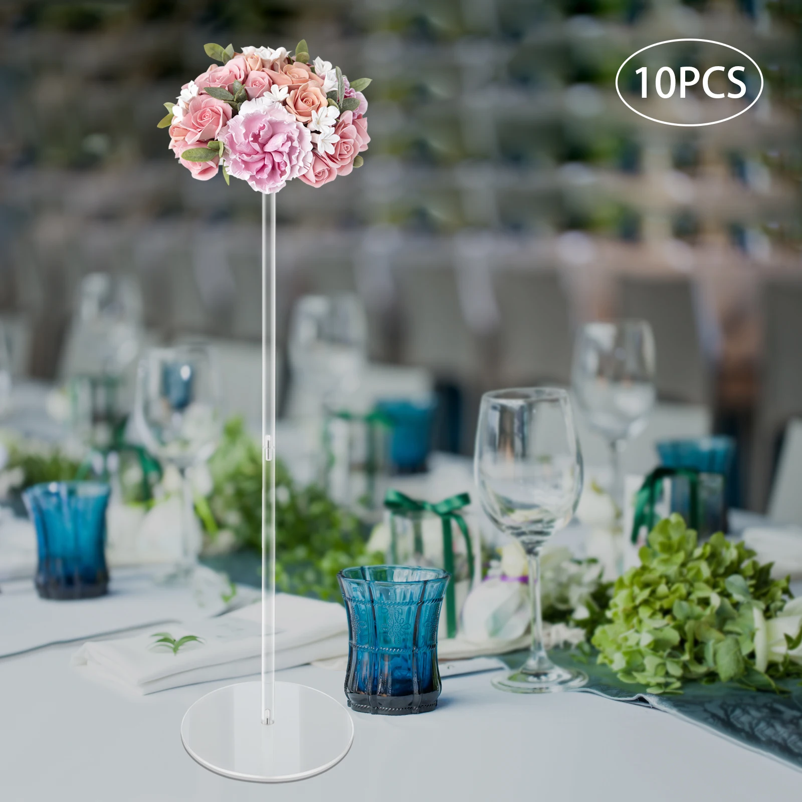 10pcs Tall Acrylic Flower Vase Party Tables Decorations Wedding Vases Centerpieces Flowers Stand 31.5 inch