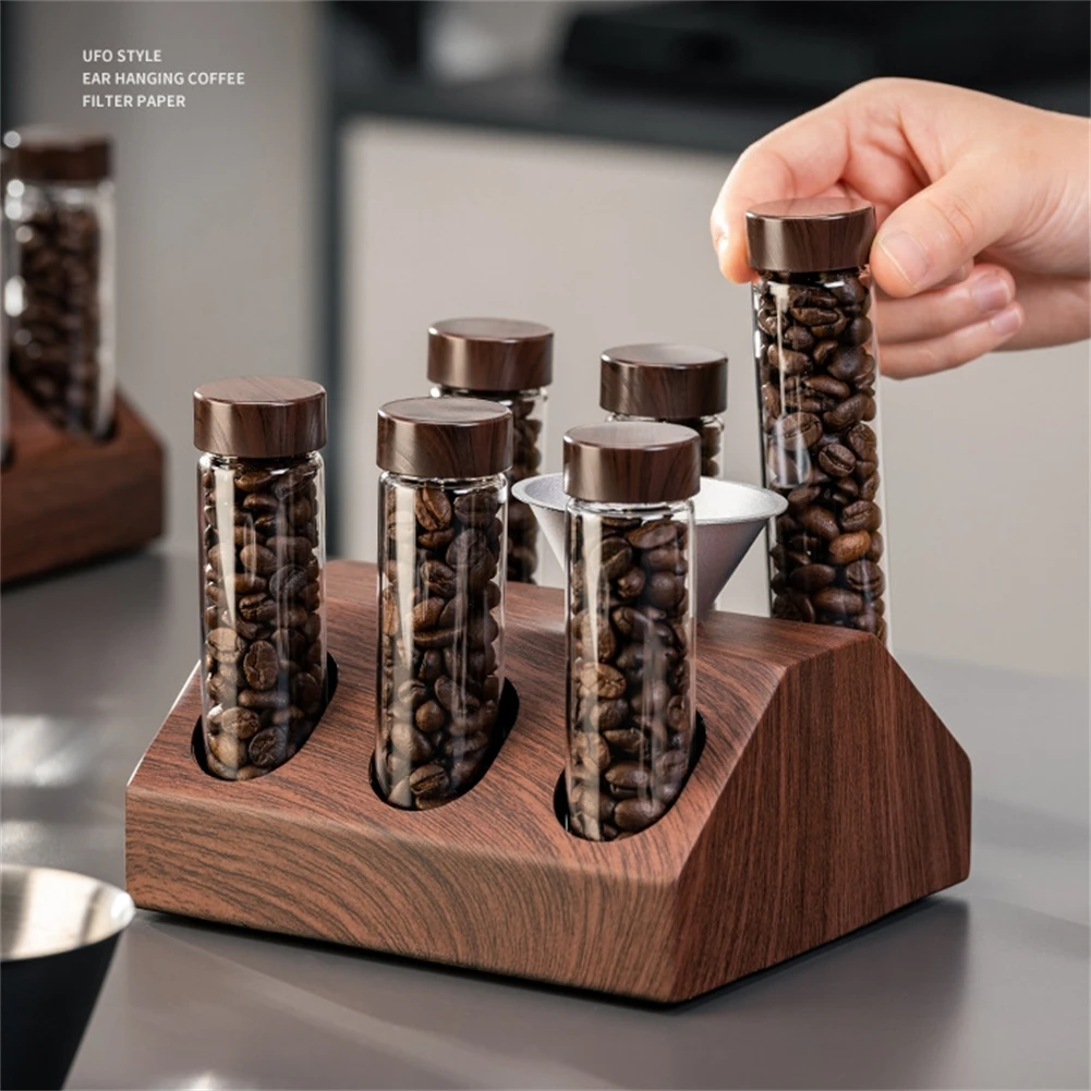 

Coffee Beans Storage Container Display Rack Tea Tube Bottle Glass With Breathable Lid Espresso Accessory Tool Coffeware Set