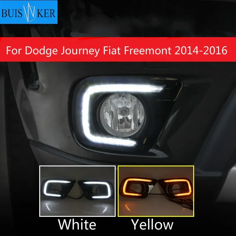 

Для Dodge Journey Fiat Freemont 2014 2015 2016, светодиодные дневные ходовые огни, желтое реле указателя поворота, DRL, украшение противотуманных фар