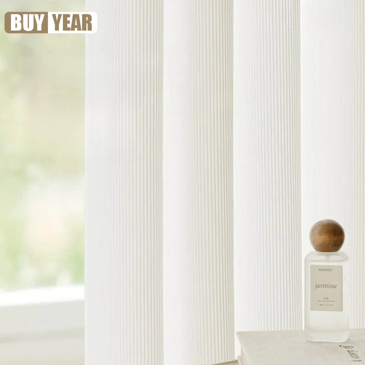 White Tulle Vertical Stripes Thickened Sheer Curtains for Living Room Bedroom Blackout Dining Light-transmitting Opaque Window