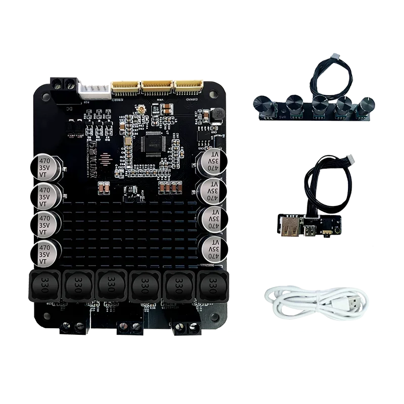 Dsp2.1 Bluetooth 5.0 Stereo Power Amplifier Module 50W*2+100W Subwoofer Audio Board with Heavy Bass Five Knobs 200w DC24V