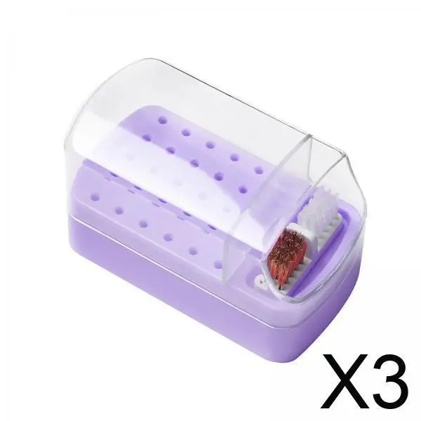 

Органайзер для насадок для маникюра с чистящей щеткой и прозрачной крышкой, пыленепроницаемый пластиковый контейнер для профессионального маникюрного инструмента