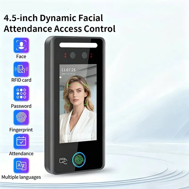 AI Biometric Face& RFID Recognition Wall-Mounted Terminal 4.5-Inch Card Reader For Time Attendance Access Control System-Y41A