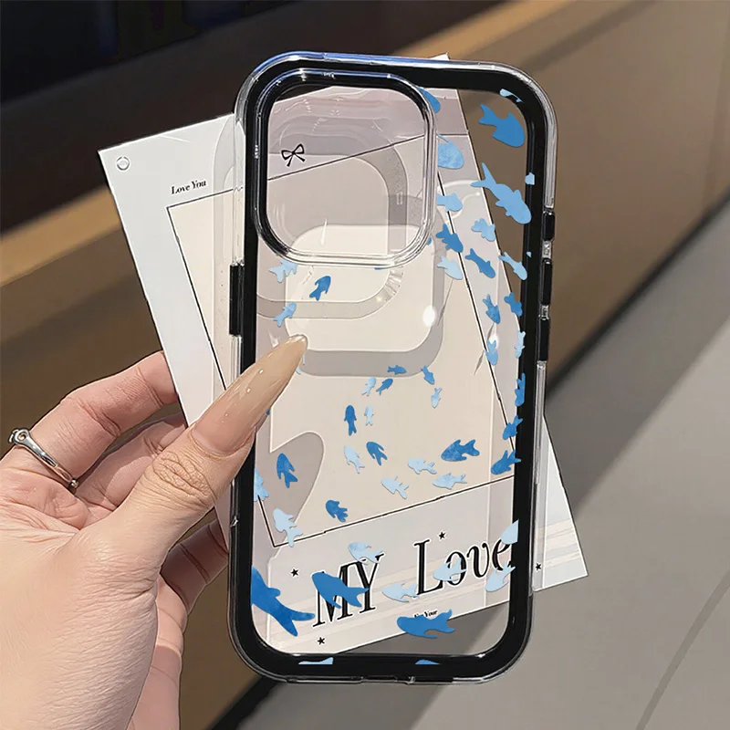Preciosa funda de teléfono con forma de pez para iPhone 13, funda transparente de silicona TPU suave a prueba de golpes para iPhone 14, 11, 17, 12, 16 Pro Max 17