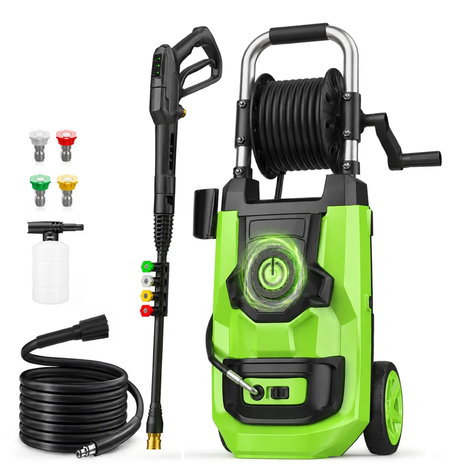 2026 New 5000 PSI Electirc Pressure Washer with 3 Levels Adjustable Pressure Gun, 4 Nozzles and Foam Cannon, Heavy Duty