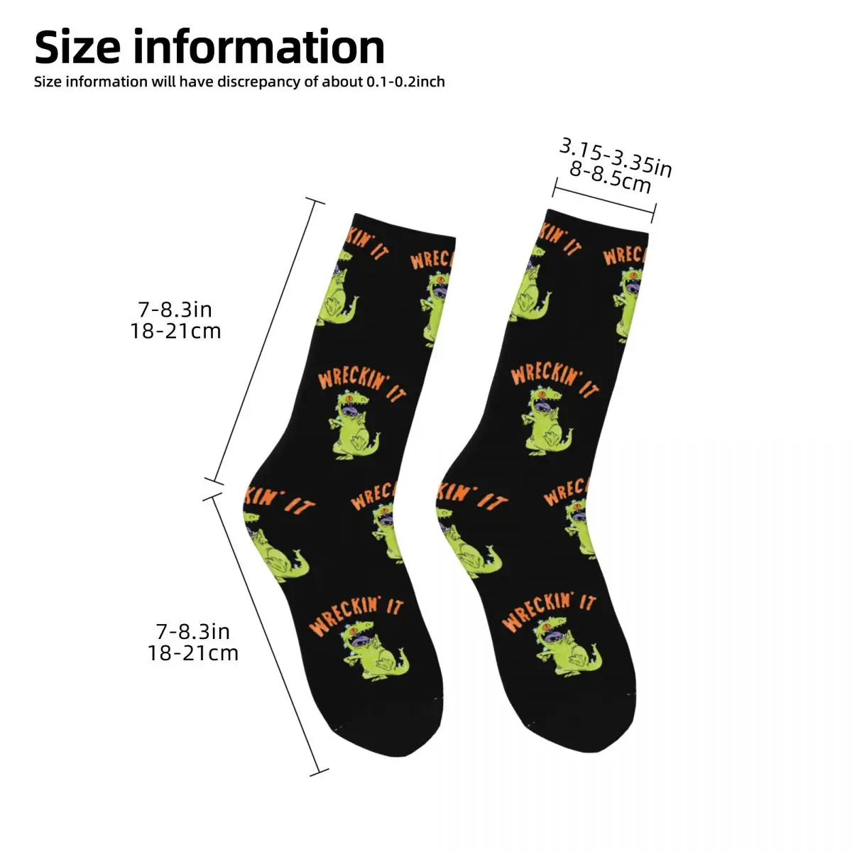 Winter Warm Crazy Design Women Men Rugrat Reptar Wreckin\' It Dance Socks Non-slip Soccer Socks