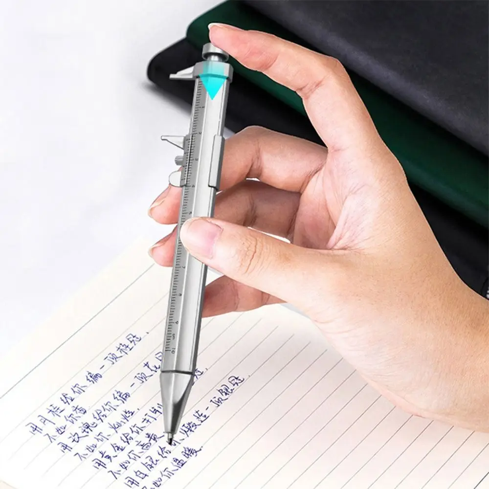 Multifunction Plastic Vernier Caliper Pen 1.0mm With Scale Ballpoint Pen Press Type Writing Pen Stationery Gift