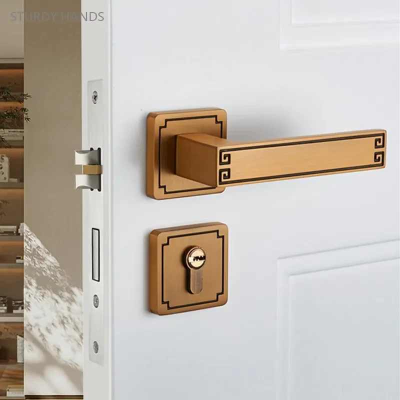 

New Chinese Aluminum Alloy Door Lock Bedroom Wooden Door Handle Lock Home Silent Security Split Lockset Indoor Hardware