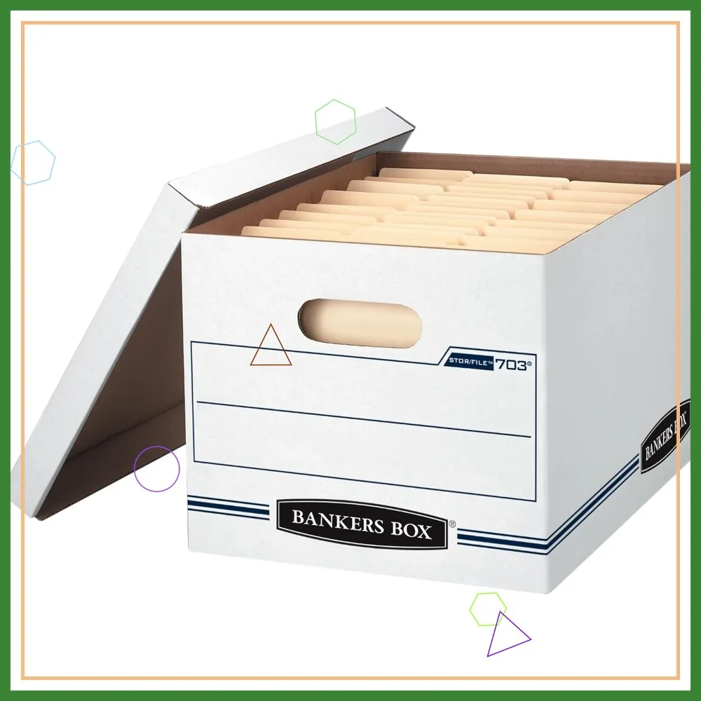 

12-Pack File Storage Boxes with Lids, Letter/Legal Size, Durable and Stackable for Office or Home Use