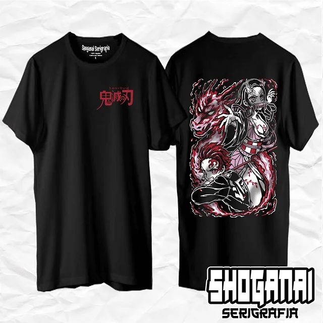 Nezuko y Tanjiro - Kimetsu No Yaiba Demon Slayer Unisex Anime T-Shirt 100% Cotton Manga Tee