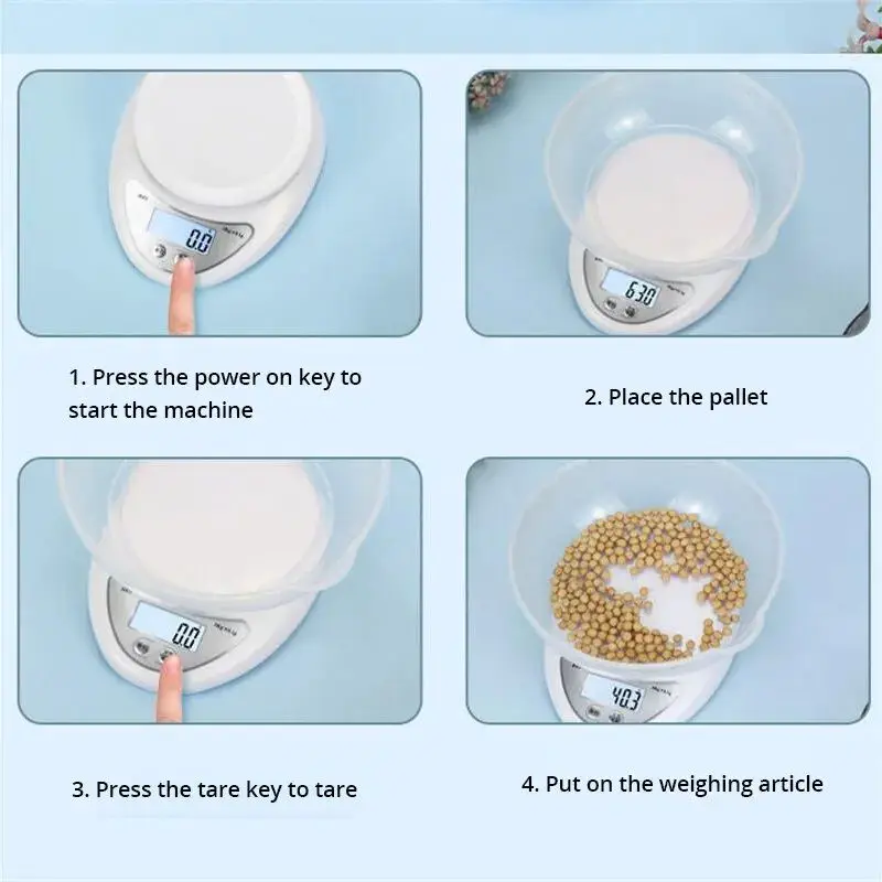 Mini Digital Kitchen Scale High Precision 5kg/1g Electronic Food Scale for Baking Cooking Ingredients Weighing with LCD Display