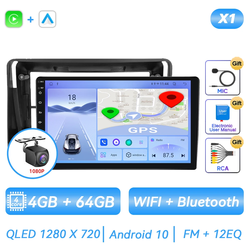 Inefala [2G 64G] Autoradio Android 13 pour Fiat Panda (2003-2012) 9 Pouces Écran Tactile avec Carplay sans Fil Android Auto Bluetooth Main Libre GPS WiFi FM RDS Radio Caméra de Recul