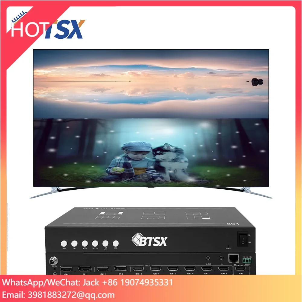 4K60 Multi For Security & Broadcasting 8-Window Split, Remote Control Seamless Switching Multi-Display