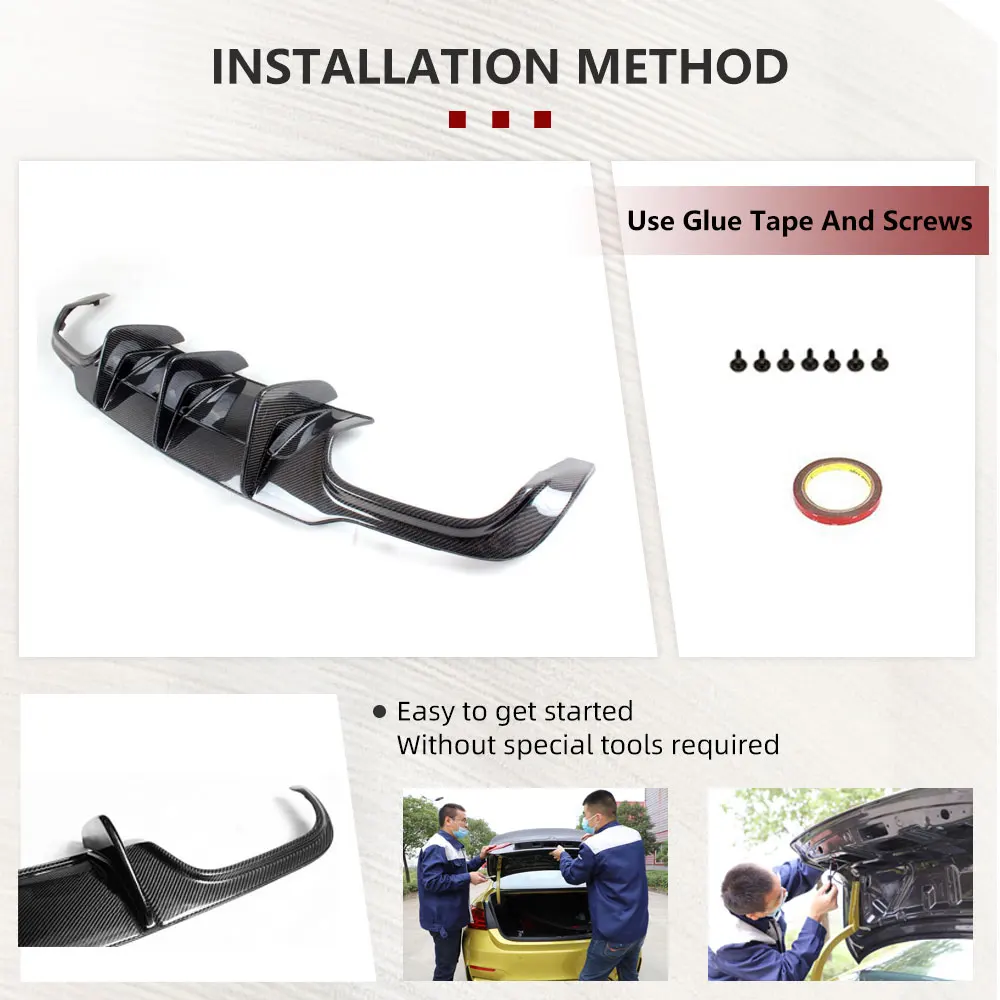 Carbon Fiber Car Rear Bumper Diffuser for Mercedes Benz W204 C63 AMG C300 Sport 2012-2015 Rear Diffuser Lip Spolier FRP view 3