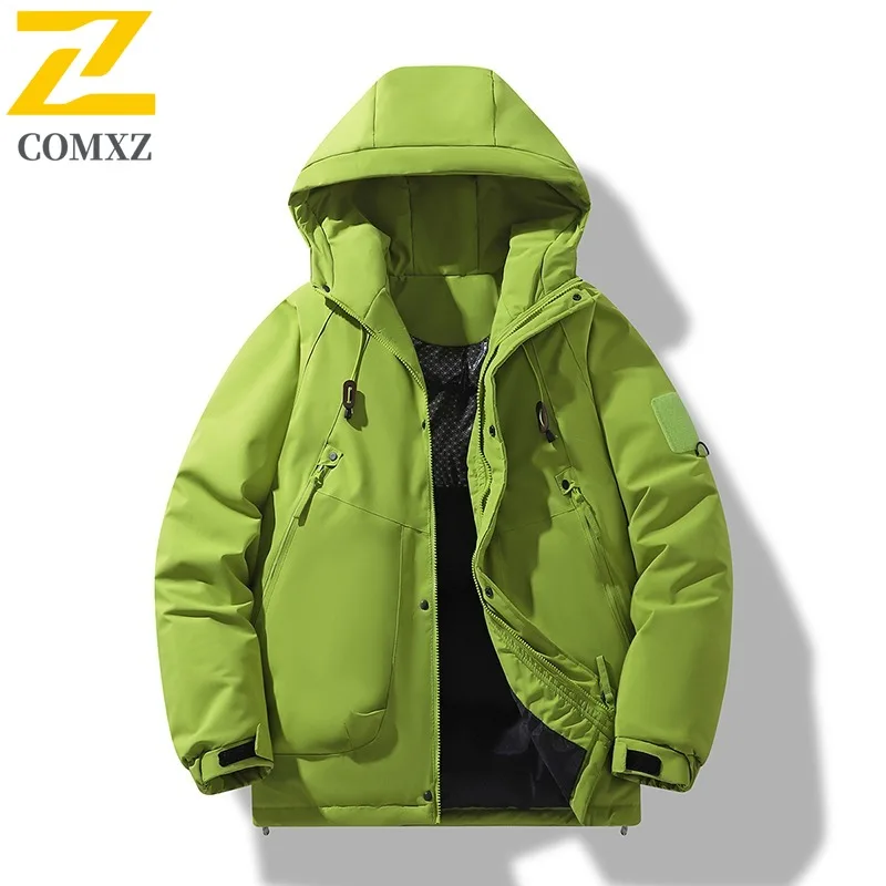 

COMXZ 2024 Graphene Windbreaker Unisex Down Cotton Trendy Couple Hooded Padded Windproof Waterproof Mountaineering Workwear J90