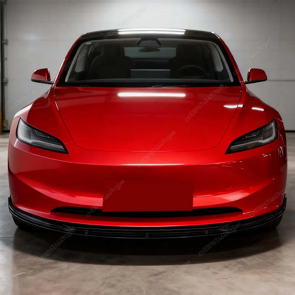 

Front Spoiler Lip Bumper Body Kits Splitter Diffuser Gloss Black / Carbon Look For Tesla Model 3 Highland 2024-2025 ABS Modified