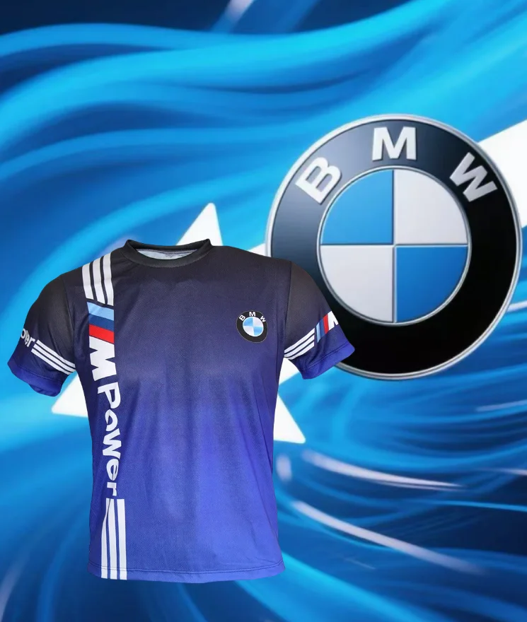 

BMW с коротким рукавом, лето 2025 г., дышащая мужская быстросохнущая футболка для гонок на мотоциклах, повседневная модная впитывающая пот, комфорт Y2K