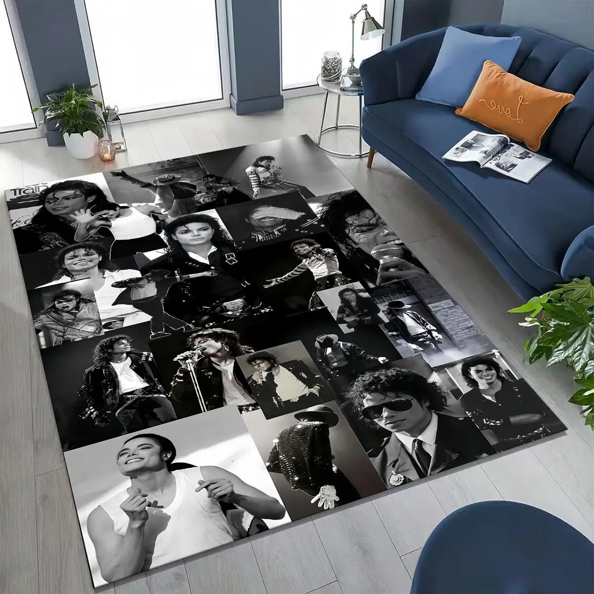 

Fashion MJ Michael Jackson King of Pop Art Rug for Bedroom Living Room Sofa Home Doormat Decor, Large Kids Non-slip Floor Mat