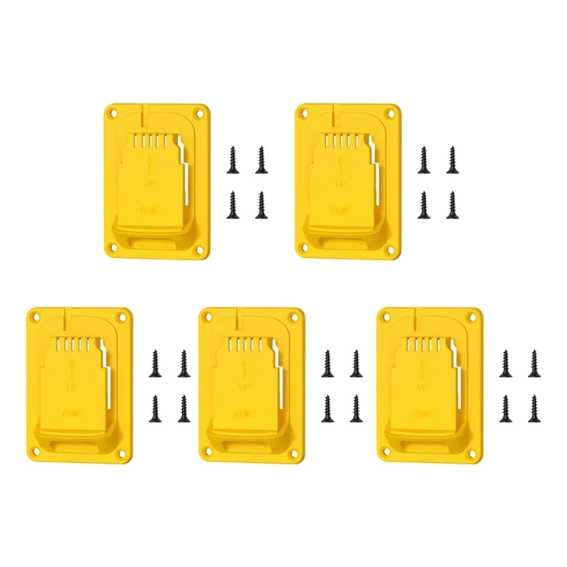 5Pieces Lightweight Vertical Hanging Bracket Support Holders For 18V Tool Batteries Workshop And Home Use Compacted Design high