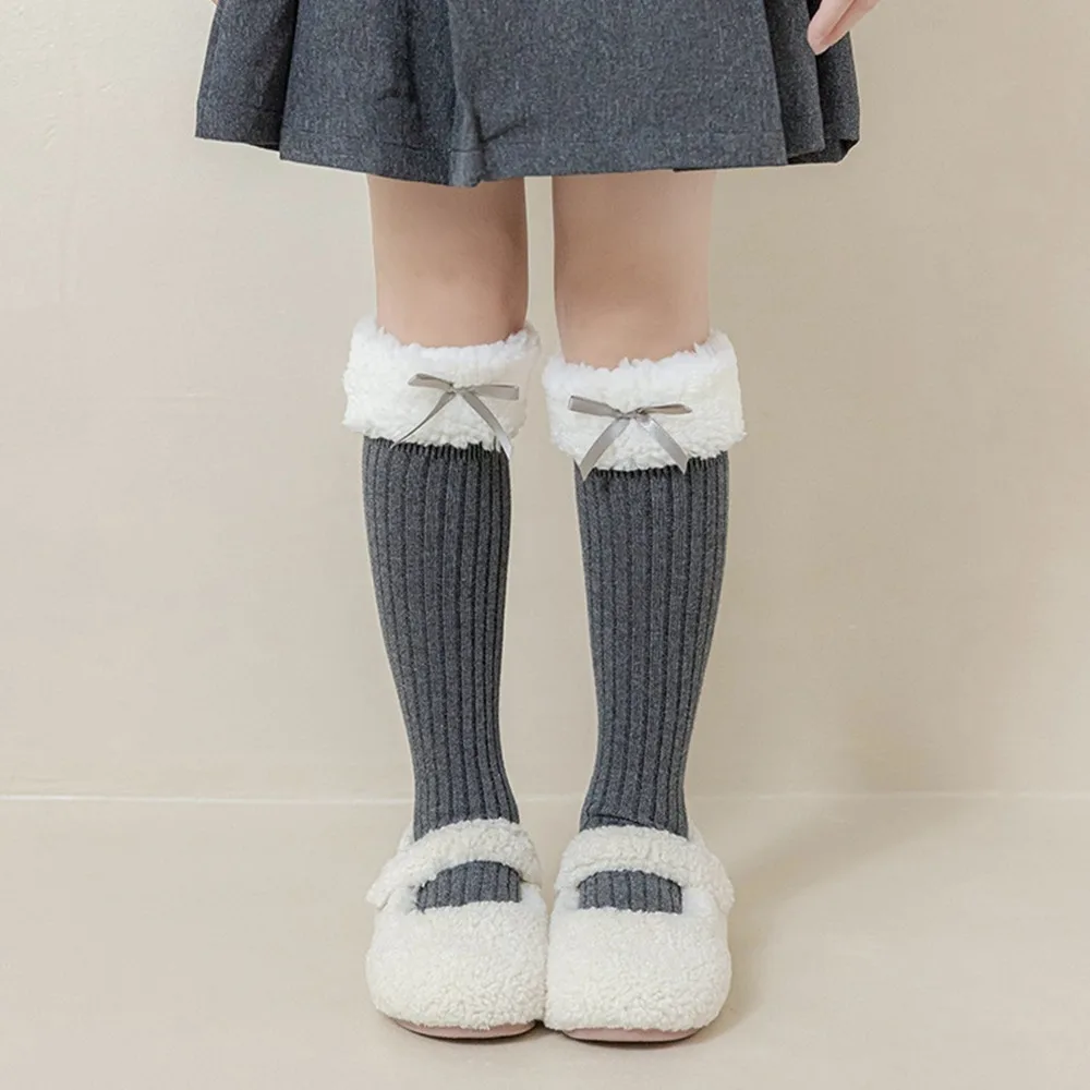 

Fashion Design Long Tube Sock Lamb Wool Stocking Autumn&Winter Korean Style Hosiery Cotton Cloth Accessories Bow Socks Toddle