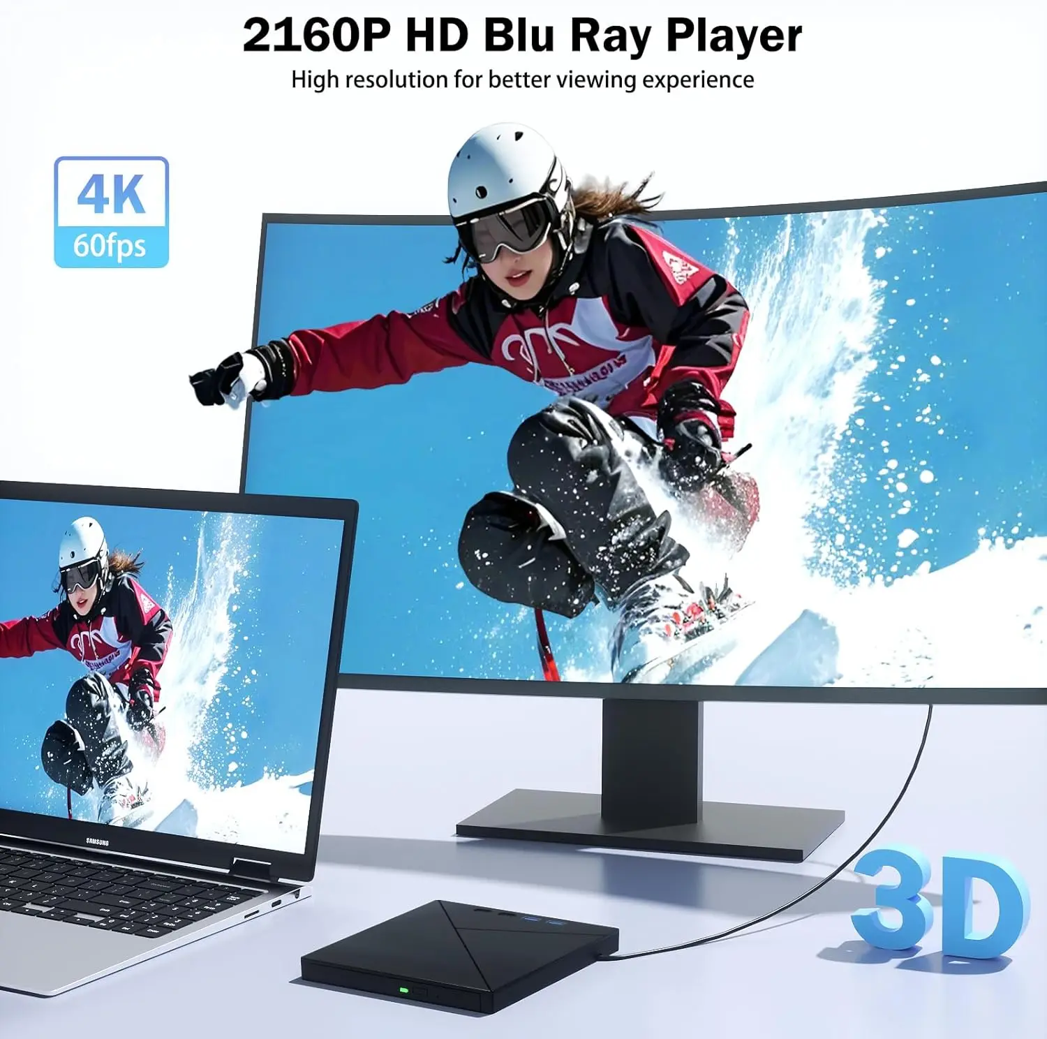 hit product7 in 1 4K UHD Blu-ray DVD Burner Recorder External Optical Drive USB 3.0 Type-C SD TF Reader BDXL 100GB Writer for Wi