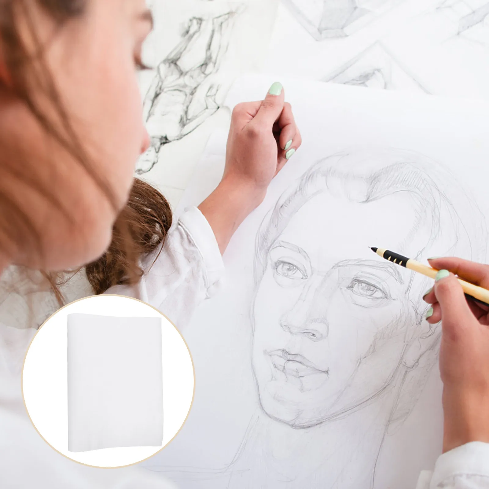 

2 шт. рулонов бумаги для рисования, белые, премиум-класса, толстые, с гладкой поверхностью, 45 см x 5 м, для эскизов, живописи, акварели, художественных принадлежностей