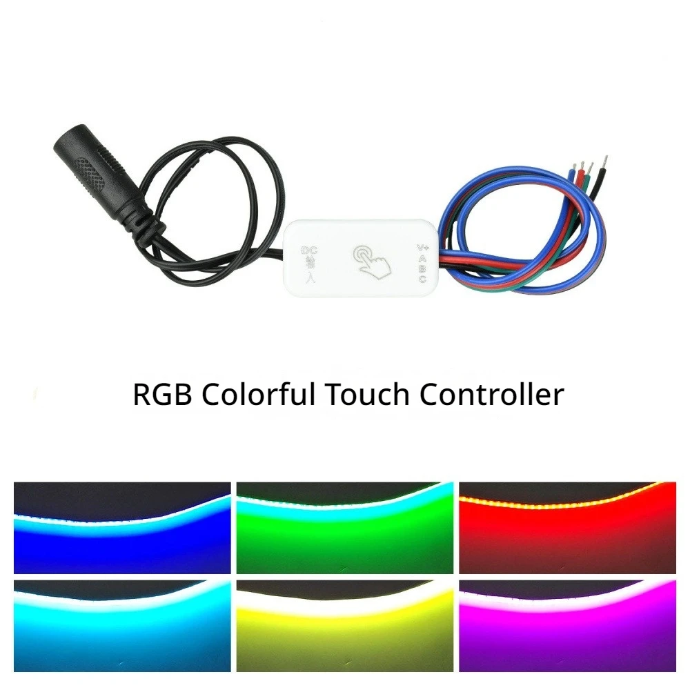 DC5-24V RGB Touch Sensor Controller 3A Max Load LED Strip Full Color Dimmer Touch Switch 7 Colors Cycle Brightness Adjustable