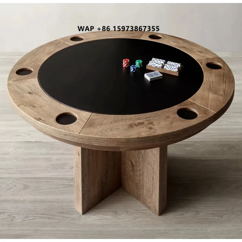 Mesa de Poker Profissional de Madeira para Cassino com Mesa de Roleta de 18 Polegadas, 1 Unidade, Personalizável para Jogos de Apostas