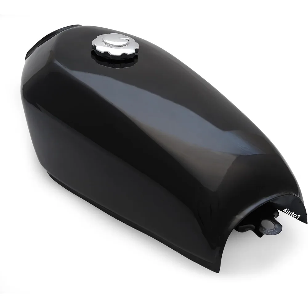 Czarny zbiornik paliwa do motocykla - pojemność 2,4 galona (9 litrów) do motocykli w stylu Cafe Racer