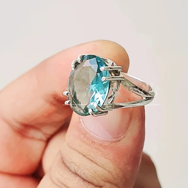 高級スパークリングセッティングジルコニアオーバル女性のリングファッション絶妙な結婚式の宴会ジュエリーアクセサリーギフト 1