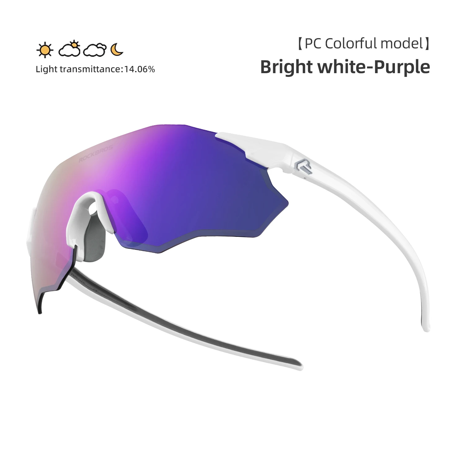 ROCKBROS Fahrradbrille Photochrome/Polarisierte Sonnenbrille UV-Schutz Winddichte Brille für Männer und Frauen Straßenfahrrad-Sportbrille