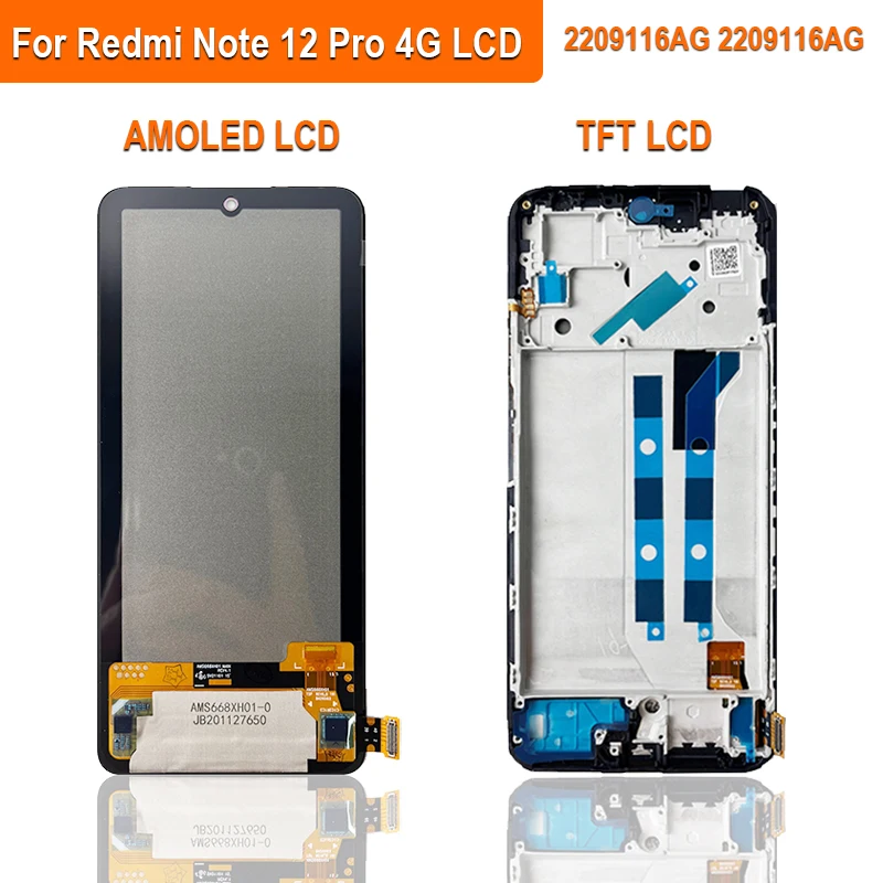 Super AMOLED LCD For Xiaomi Redmi Note 12 Pro 4G LCD 2209116AG LCD Touch Screen Digitizer Assembly For Redmi Note 12 Pro 4G LCD