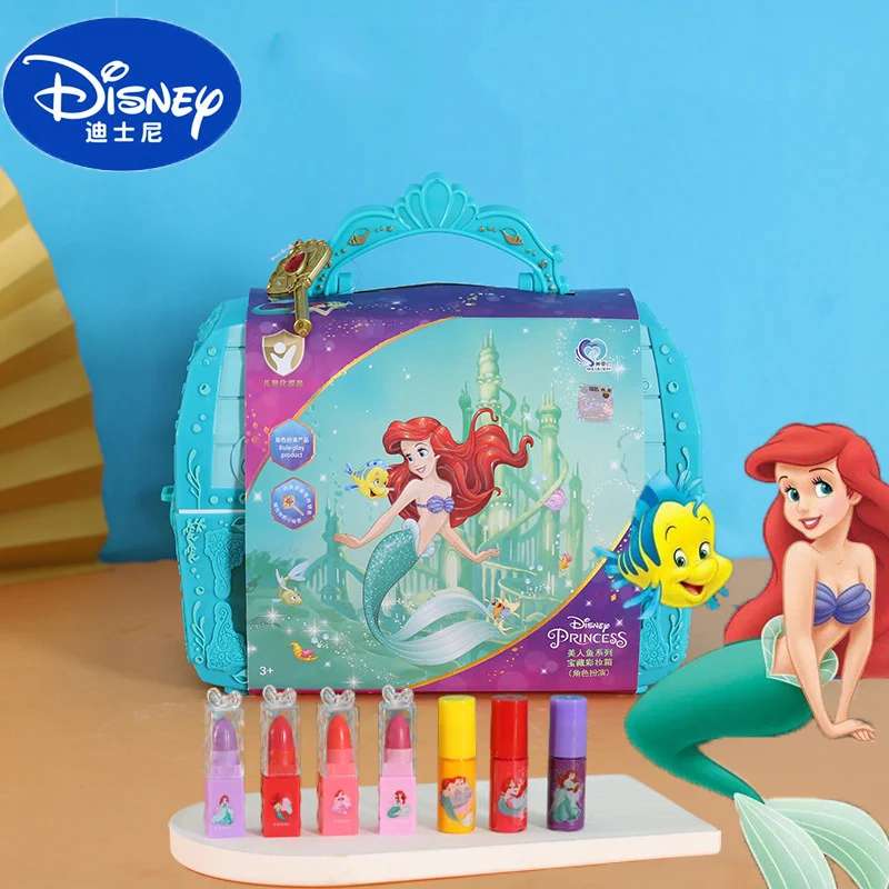 Disney-Girls' Mermaid Princess Cosméticos Maquiagem Set com caixa original, cosméticos polonês, beleza, crianças, presente de Natal