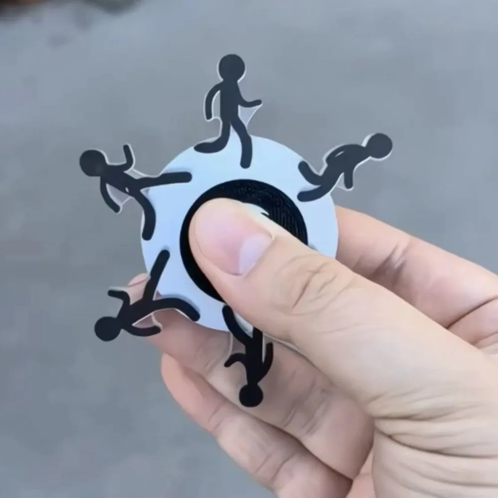 Fidget-Spinner-Spielzeug, sensorisches Stressabbau-Spielzeug für Kinder und Erwachsene, Fidget-Spielzeug – drehende bewegliche Figur mit schwarzen Silhouetten