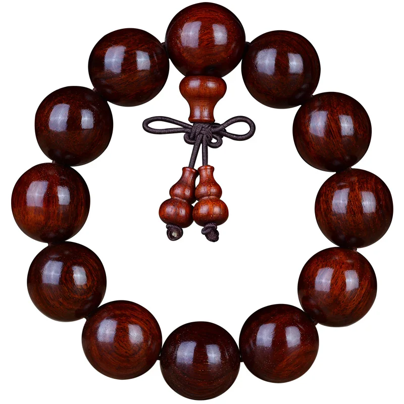 Natural African Lobular Red Sandalwood Tibetan Buddhist Scriptures Large Beads Bracelet Rosary