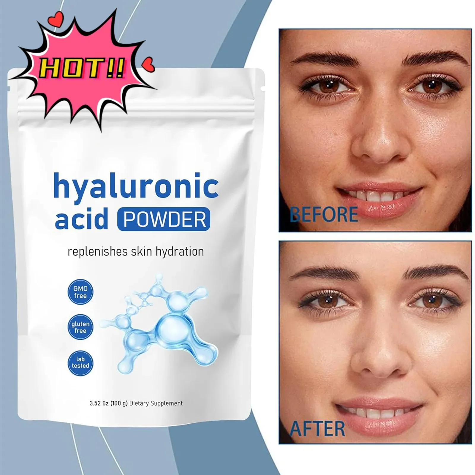 

Hyaluronic Powder Water Soluble And Moisturizing |Great Alternative to Epsom Salt for Foot & Body Bath Soaks|Relaxation & Skin H